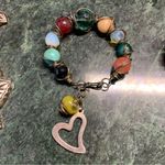 Two Wire Wrapped Semi Precious Stone Bracelets With Heart Charm Handmade Boho Silver Photo 3