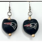 American Vintage NFL New England Patriots Football EARRINGS Go Nuts Kukui Nut 2" Boho Dangle Drop Photo 0