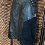 28” Waist//Vintage 90s Leather and Suede Black Mini Skirt Size M Photo 1