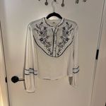 Free People  White Embroidered Henley Top | XS | Boho Cottagecore Western Photo 3