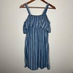 J. Crew Chambray‎ Striped Off Shoulder dress Sz Large Blue Photo 5
