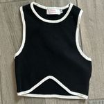 Polka dots and moonbeams contrast trim ribbed tank top Black Photo 0