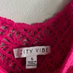 City Vibe  pink crochet crinkle floral boho beach mini dress Photo 3