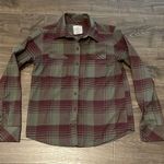 Women’s Ascend Maroon/Purple and Olive Green Long Sleeve Plaid Shirt, Size XS Photo 0