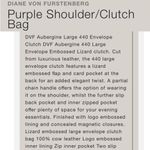 Diane Von Furstenberg DVF  Aubergine Plum 400 Envelope Leather Shoulder Bag Photo 15