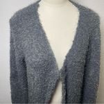 POL Gray Fuzzy Long Cardigan Sweater Medium Cozy Fall Layering Neutral Knit Photo 2