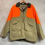Vintage LL Bean Womens Khaki Orange Hunting Field Jacket Corduroy Collar Large Photo 0