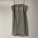 Badgley Mischka Mini Dress 16 Grey Chiffon Embellished Prom Bridesmaids Wedding Photo 5