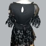 Gothic Black torn shredded look Dress with White Cross Pattern Size L Photo 7