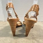 Donald J. Pliner (8) Y2K Tavish Tan Leather Strappy Stack Wood Heel Sandal Shoes Photo 4