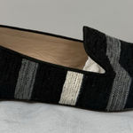 J. Crew Womens Black Gray Cream Textile Striped Italy Darby‎ Currant Flats Sz 8 Photo 0