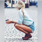 American Eagle  100% Cotton Women's Blue Distressed Denim Shorts Size‎ 10 Photo 9