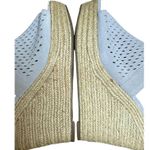 Marc Fisher Sandals Womens 9M Gray Leather Espadrille Laser Cut Wedge Heel Shoes Photo 5