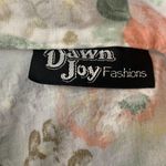 Vintage 80s Button Front Shirt Dress M White Floral 3/4 Sleeve Shoulder Pads Size M Photo 6