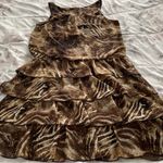 Voir Voir animal print leopard ruffle sleeveless boho fall mini dress, size 14 Brown Photo 6