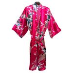 None Magenta Pink Satin robe blossoms, midi length, magenta pink, one size fits most Photo 4