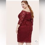 Torrid Red Off Shoulder Peplum 3/4 Sleeve Stretch Lace Special Occasion Dress 18 Photo 4
