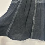 POL  Black Boho Lace Trim Sleeveless Tunic Top Large Flowy Gauze Pintuck Pleated Photo 6