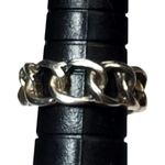 Silver Tone Link Chain Design Adjustable Ring Sz 4 Unsigned Photo 0