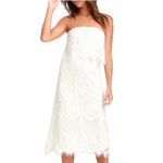 Lulus NWT  Delia White Lace Strapless Midi Dress Bridal Party Size S Photo 11