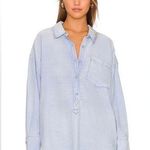 Free People  We The Free Blue Smock Oxford Shirt Size Extra Small Photo 0