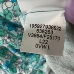 Lands End Top Womens L Island Aqua Blue Floral Smocked Square Neck Feminine Size L Photo 15
