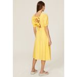 LOVE WHIT Yellow 100% Cotton Tie Back Crewneck Short Sleeve Flowy Midi Dress S Photo 1
