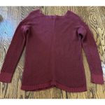 LL Bean Pullover Sweater Womens Sz Small Burgundy Chunky Knit V Photo 6