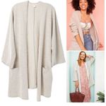 DONNI ribbed cardigan pockets one size fits all grayish taupe oatmeal color Gray Photo 1