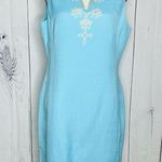 Jade Melody Tam Sleeveless Embroidered Dress Turquoise Gold Sz L V Photo 0