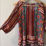 West Kei  Anthropologie Geo Printed Cold Shoulder Top Blouse Size S  Boho Photo 3