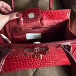 Liz Claiborne Liz Clairborne red faux crocodile leather shoulder bag with bow detail Photo 6