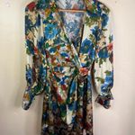 ZARA  Floral Print Satin Effect Wrap Dress Worn on TV Size Small Boho Cottagecore Photo 0