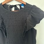 Old Navy Smocked Ruffle Midi Dress Black Short Sleeve Size Small Photo 2