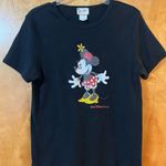 Disney Walt World Minnie Mouse Black Tee Women’s Vintage T-Shirt Sparkly Glitter Photo 5
