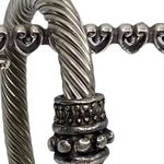 Vintage: Purple Cats Eye Cabochon Gems ❁ Twisted Silver Cable Bangle Bracelet ❁ Photo 9