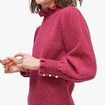 Kate Spade Pearl Button Cuff Ruffle Sweater Pink Size Small Photo 0