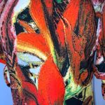 Carmen Marc Valvo Bold Multicolor Tiger Lillies Split Short Sleeve Dress L Photo 6