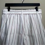 J.Jill  Linen Stretch Cream Striped Pull On Wide Leg Cropped Pants Sz SP Belted Photo 4