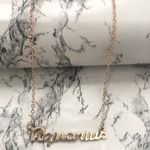 Aquarius Horoscope Letter Pendant Necklace Gold Photo 5