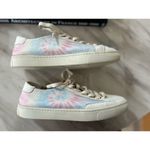 Soludos  Ibiza Pebbled Leather Pink, Blue, White Tiedye Sneaker Photo 2