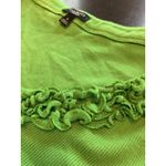 Talbots Ribbed Short Sleeve Ruffle Tee Shirt Womens Small Kelly Green Preppy Photo 4