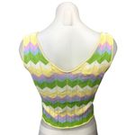 Storia Multicolor Striped Rainbow Colorful Sleeveless Crochet Cami Crop Tank Top Photo 1