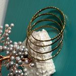 Vintage 4 Piece Collection Brass Antique Gold Colored Bangle Bracelets Set Photo 0