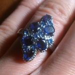 African Amethyst and Simulated Purple Diamond Stainless Steel Ring (Size 6) Photo 5