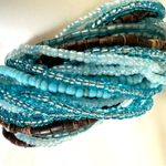 The Beaded Soul Blue and brown multi strand beaded bracelet Photo 1