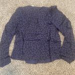Marine layer  Rory Longsleeve Ruffle Blouse in Navy & Black Cheetah small NWT Photo 3