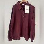 Adanola  Slouchy oversized Button Up Sweatshirt Burgundy XL NWT Photo 3