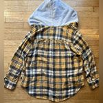 American Eagle  Yellow Plaid Flannel Hoodie Photo 3