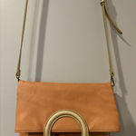 Anthropologie Tabitha‎ Tote Foldover Clutch Crossbody Bag Tan/Gold Purse Photo 0